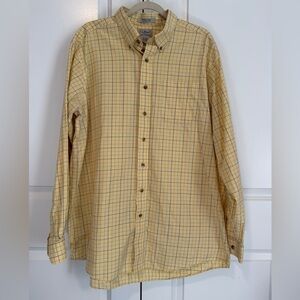 L.L. Bean Men’s XL Tall Yellow Check Wrinkle Free Button Down Shirt
